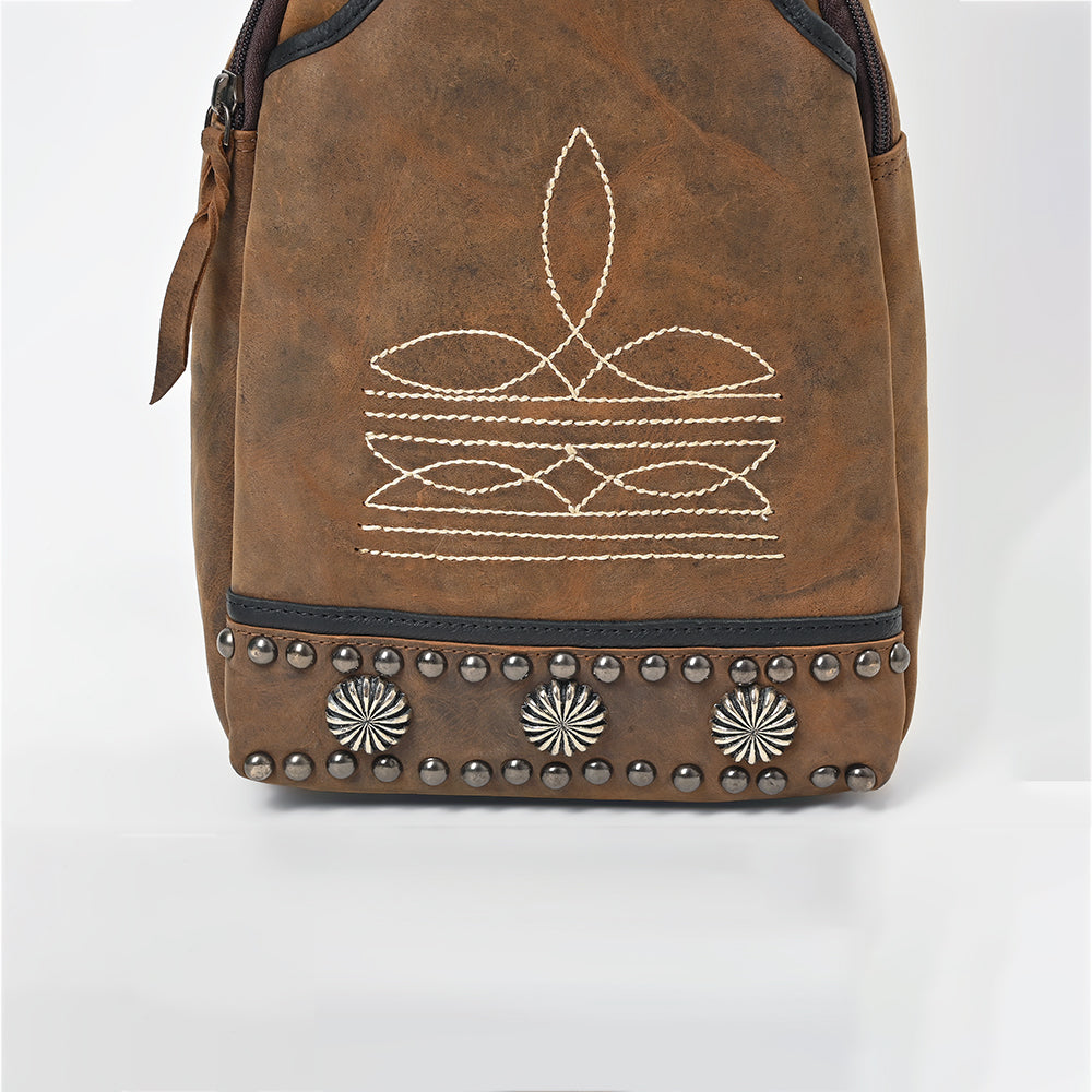 American Darling Western Leather Sling Bag with Studded Detail & Embroidery