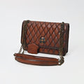 American Darling Quilted Leather Crossbody Bag for Women, Chain Strap Shoulder Purse with Flap Closure, Brown