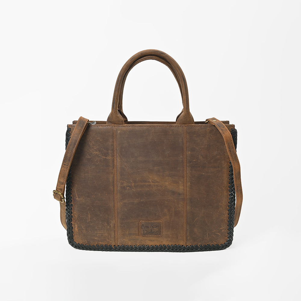 American Darling Genuine Leather Western Tote Bag for Women, Brown Laser Cut Shoulder Handbag