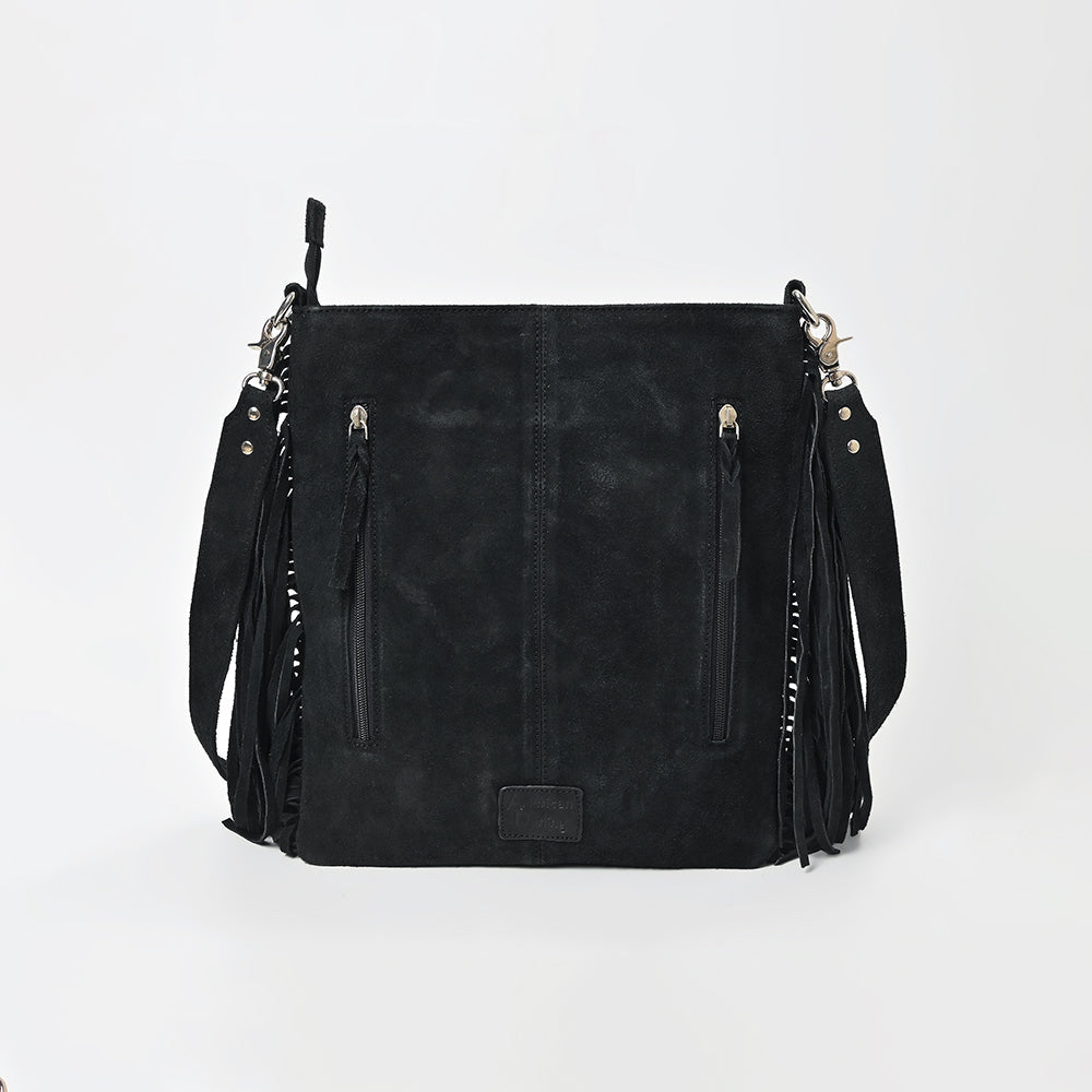 American Darling Western Fringe Leather Crossbody Bag with Studded Detail & Horsebit Accent – Stylish Shoulder Handbag