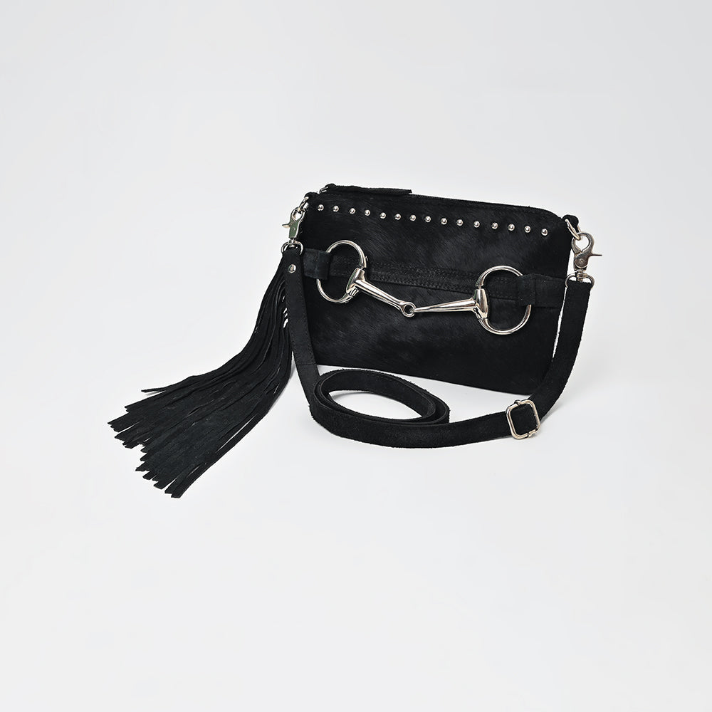 American Darling Western Fringe Leather Small Crossbody Bag with Studded Detail & Horsebit Accent