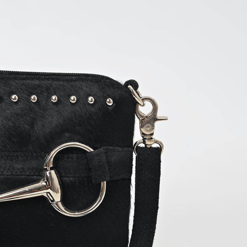 American Darling Western Fringe Leather Small Crossbody Bag with Studded Detail & Horsebit Accent