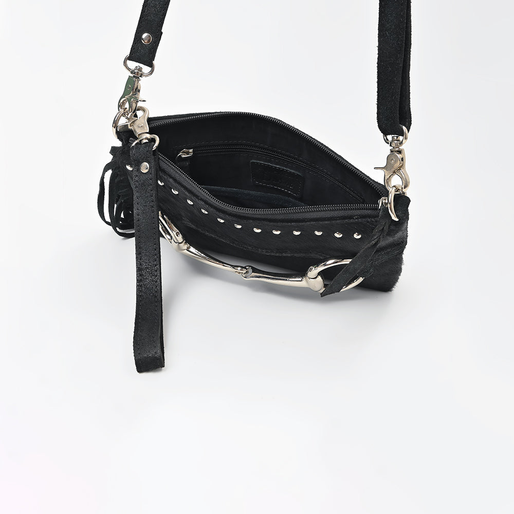 American Darling Western Fringe Leather Small Crossbody Bag with Studded Detail & Horsebit Accent