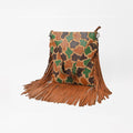 American Darling Western Leather Fringe Crossbody Bag Multicolor Camo Patchwork Satchel Shoulder Purse for Women