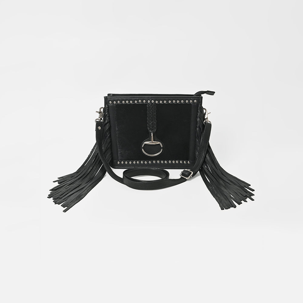 American Darling Hair-On Cowhide Leather Fringe Crossbody Bag for Women
