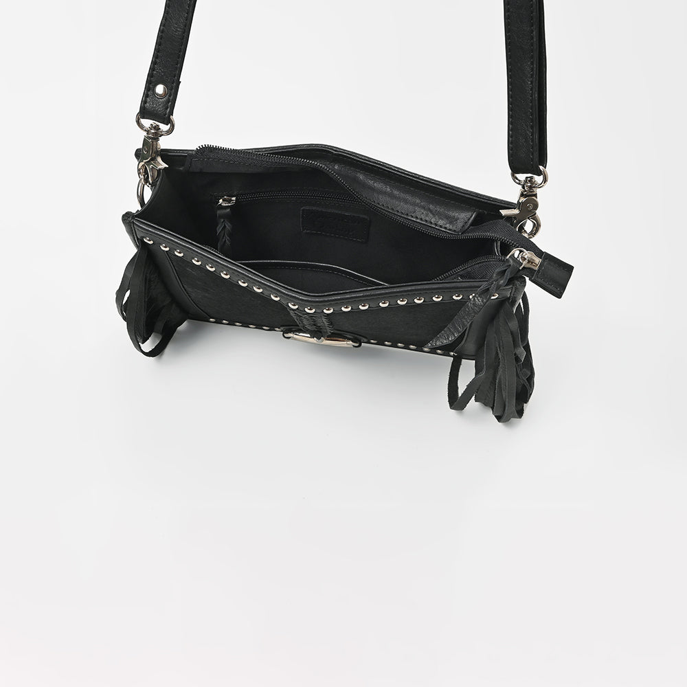 American Darling Hair-On Cowhide Leather Fringe Crossbody Bag for Women