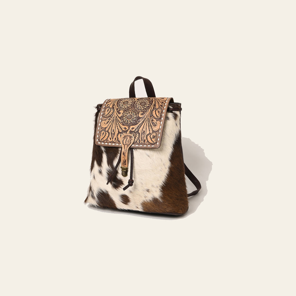 American Darling Backpack Hand Tooled Hair on Genuine Leather Western Women Bag | for Laptop School Purse Travel