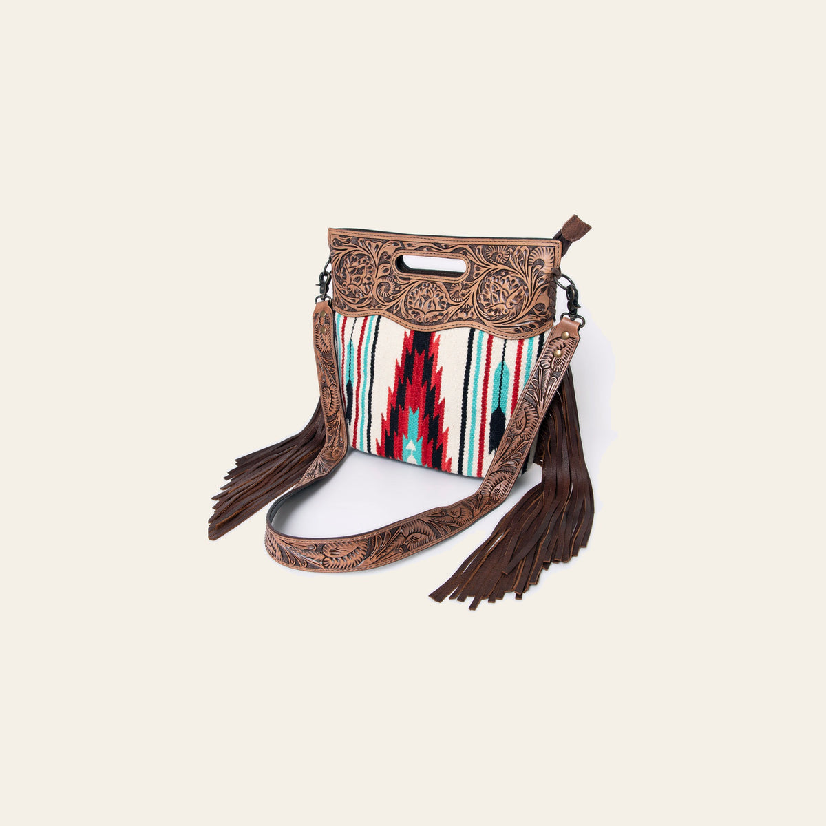 American Darling Clutch Hand Tooled Saddle Blanket Fabric Genuine Leather Western Women Bag Handbag Purse | Purses for Cute