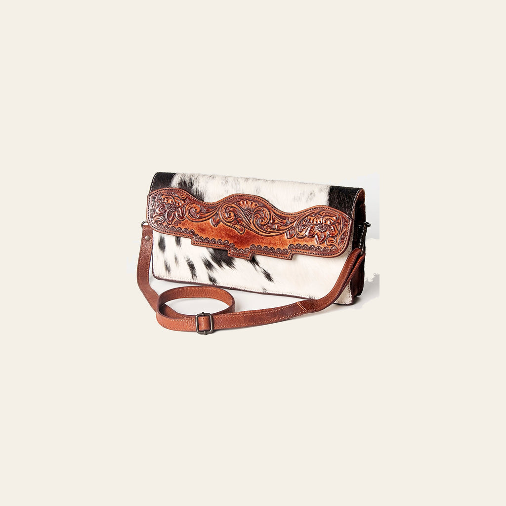 American Darling Wallet Hand Tooled Hair on Genuine Leather Western Women Bag | Handbag Purse Wristlet Travel Clutch