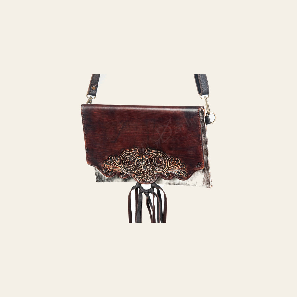 American Darling Wallet Hand Tooled Hair on Genuine Leather Western Women Bag | Handbag Purse Wristlet Travel Clutch