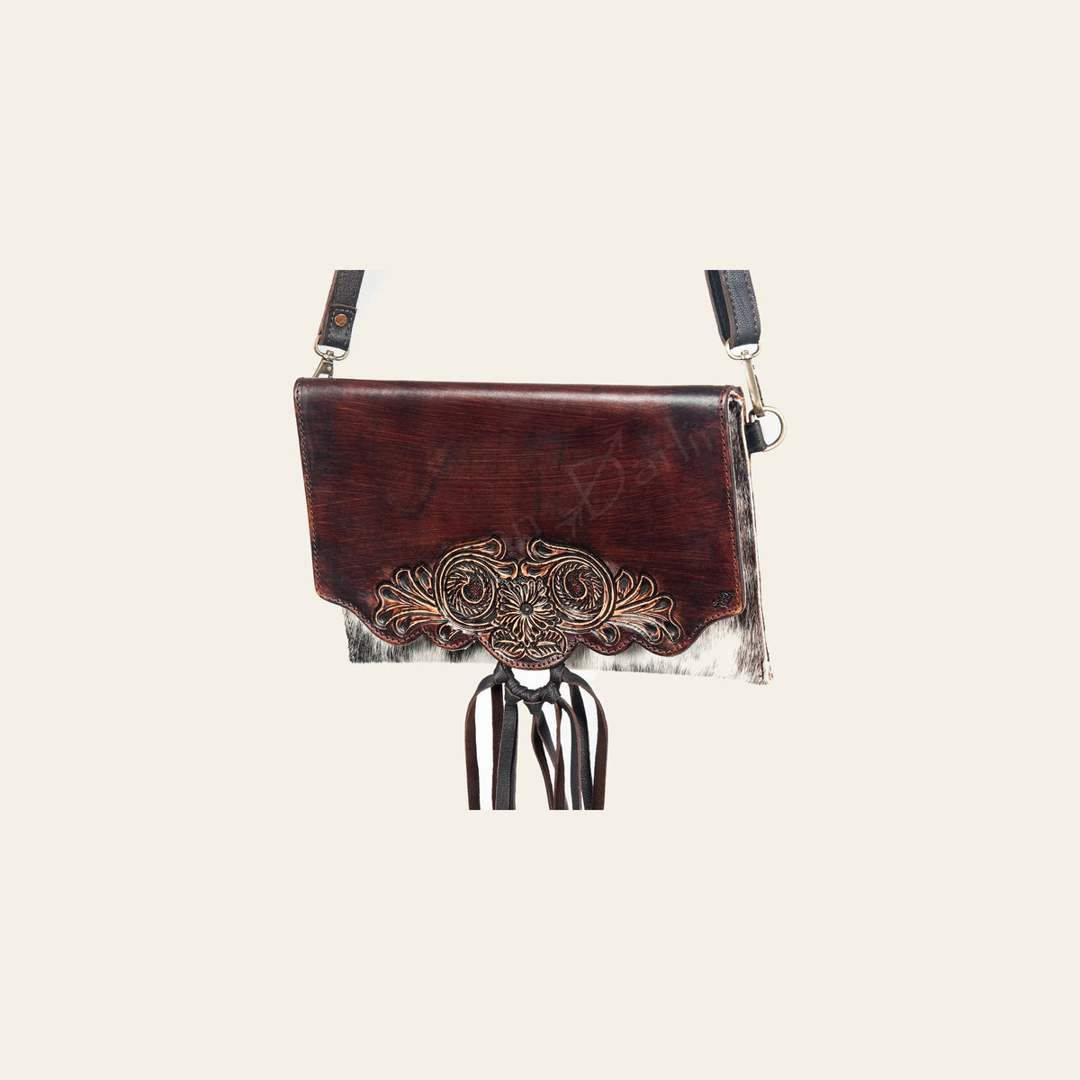 American Darling Wallet Hand Tooled Hair on Genuine Leather Western Women Bag | Handbag Purse Wristlet Travel Clutch