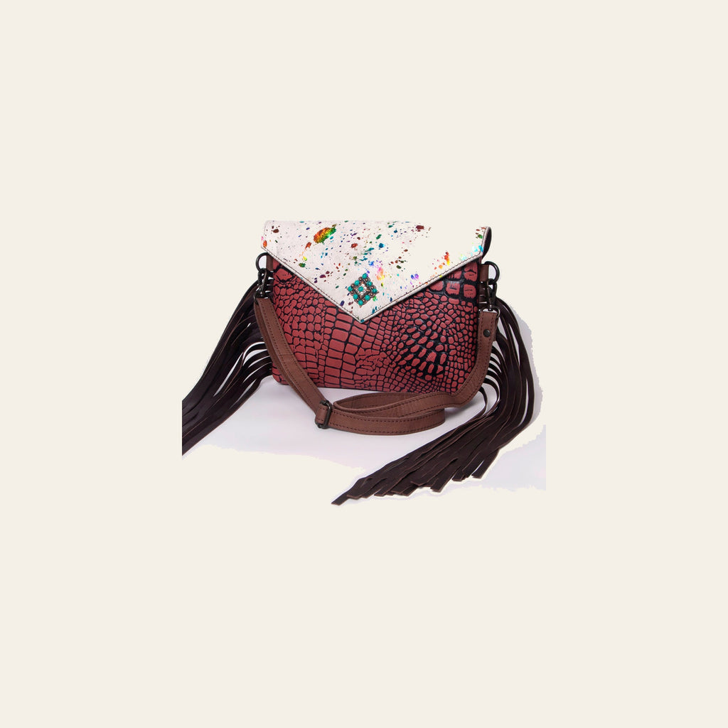 American Darling Cross Body Hair on Crocodile Embossed Genuine Leather Western Women Bag Handbag Purse | Crossbody for Cute