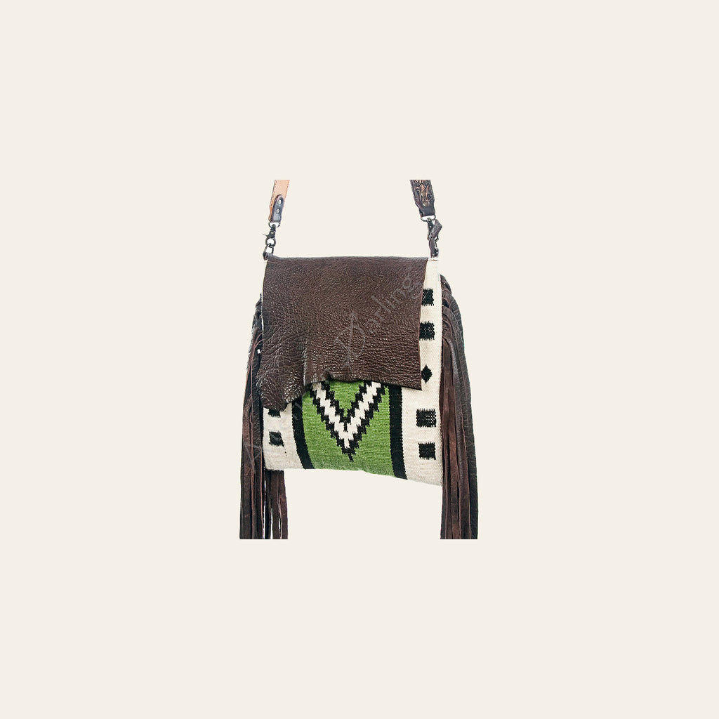 American Darling Messenger Saddle Blanket Genuine Leather Western Women Bag Handbag Purse | Crossbody for Cute