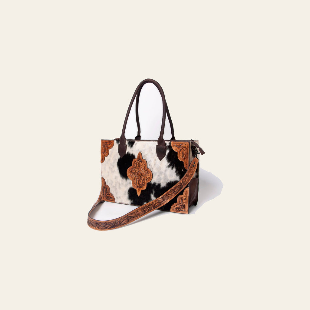 American Darling Tote Hair-On Hand Tooled Genuine Leather Western Women Bag Handbag Purse | Travel Bags College Casual