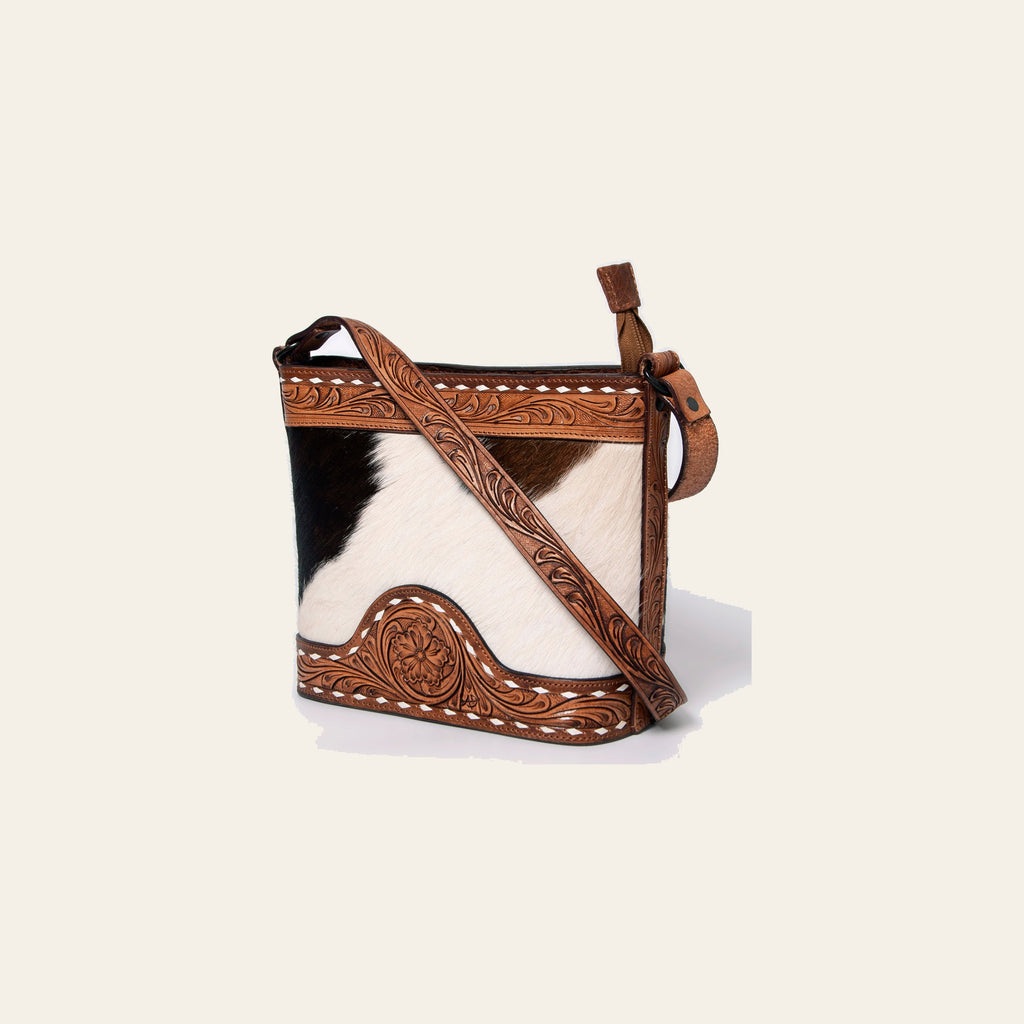 American Darling Tote Hand Tooled Hair-On Genuine Leather Women Bag Western Handbag Purse