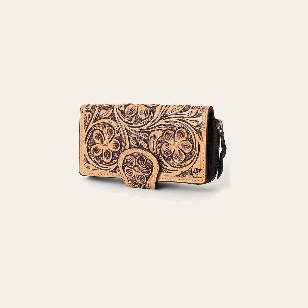 American Darling Wallet Hand Tooled Genuine Leather Women Bag Western Handbag Purse
