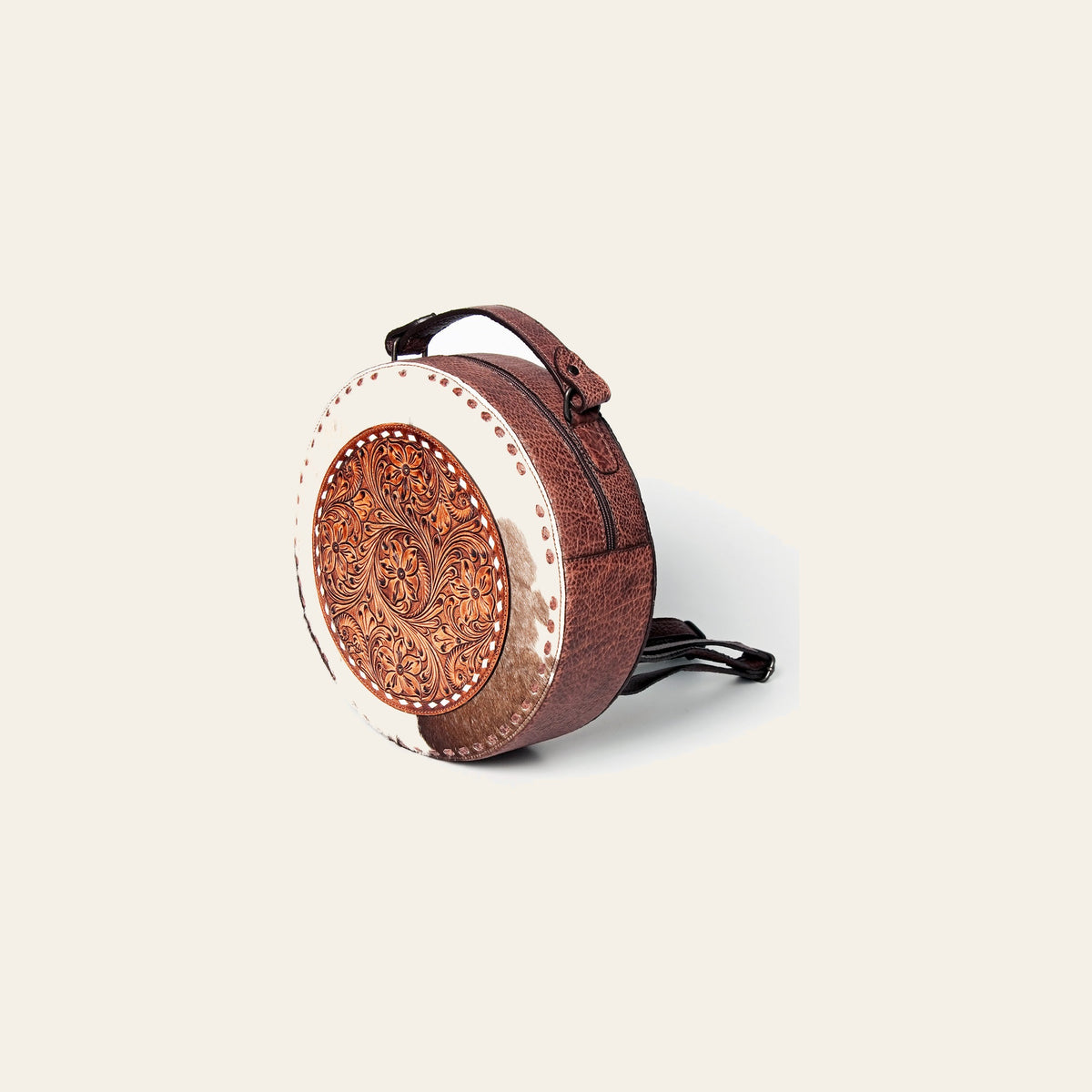 American Darling Canteen Hand Tooled Hair-On Genuine Leather Women Bag Western Handbag Purse