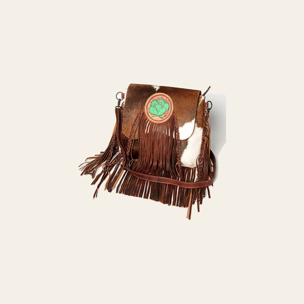 American Darling Messenger Hand Tooled Hair-On Genuine Leather Women Bag Western Handbag Purse