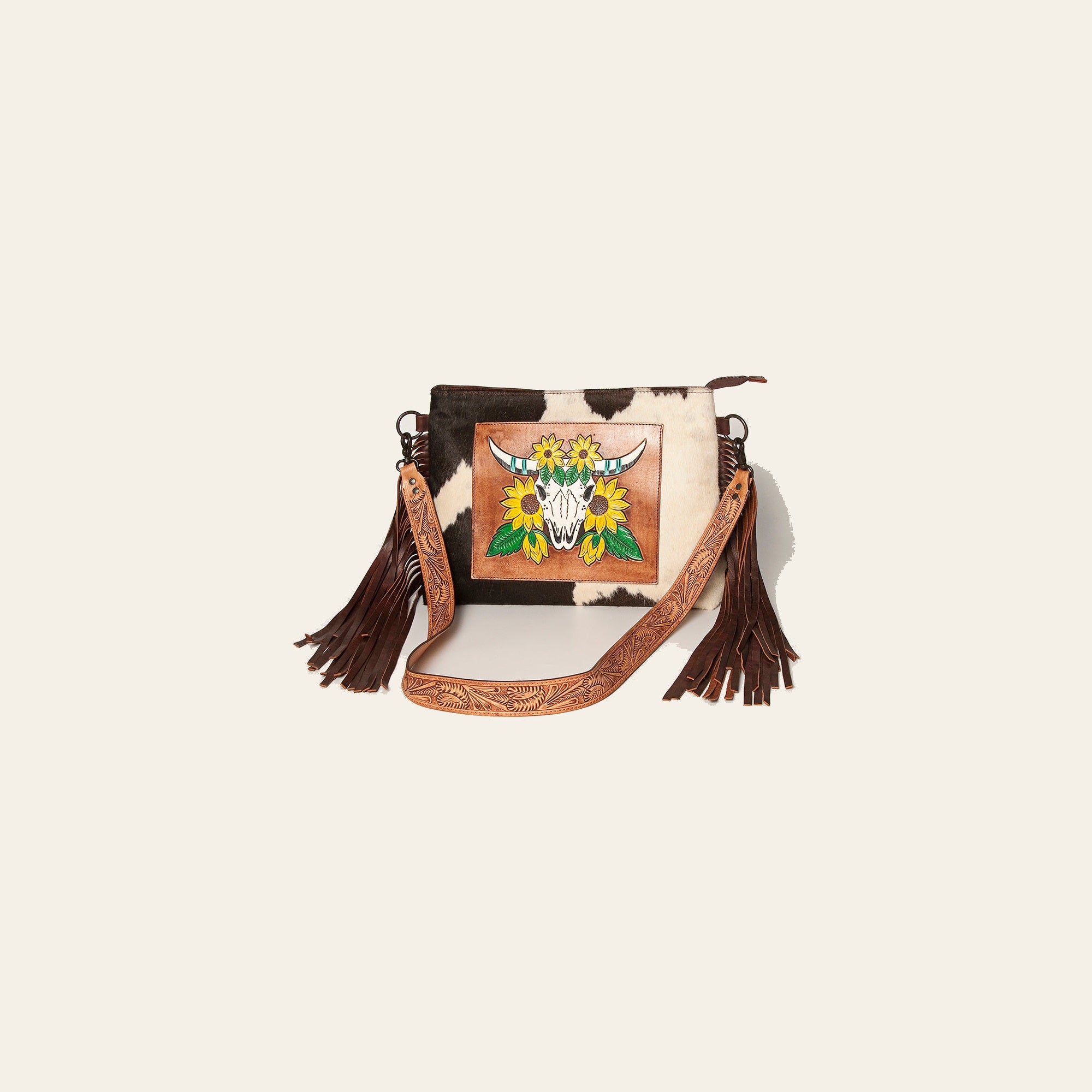 American Darling Crossbody Hand Tooled Hair-On Genuine Leather Women Bag Western Handbag Purse