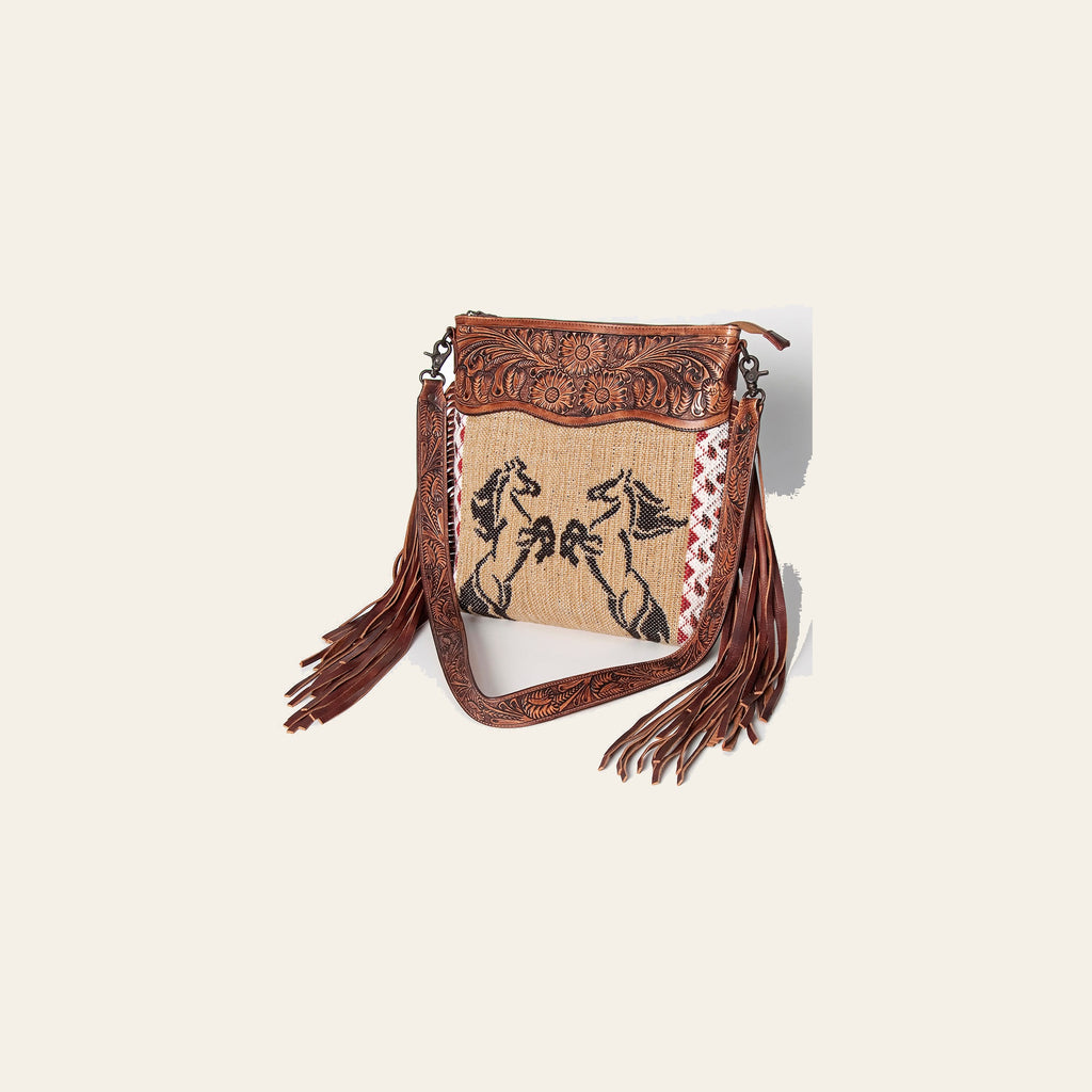 American Darling Signature Crossbody Hand Tooled Saddle Blanket Genuine Leather Women Bag Western Handbag Purse