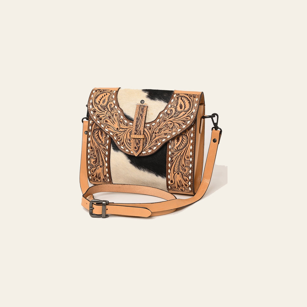 American Darling Crossbody Hand Tooled Hair-On Genuine Leather Women Bag Western Handbag Purse