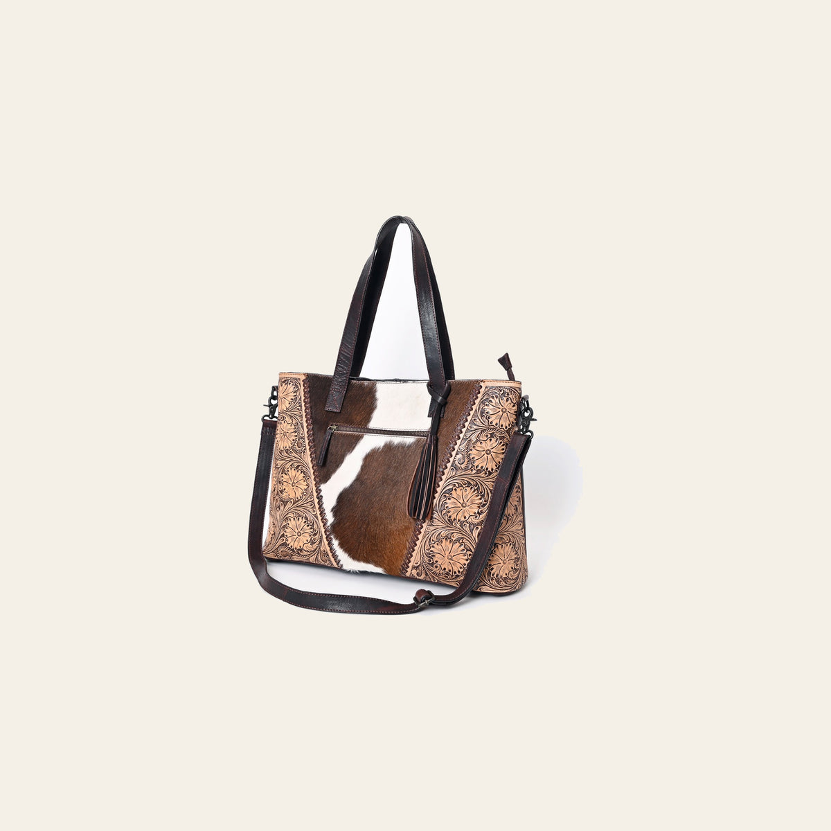American Darling Tote Hand Tooled Hair on Genuine Leather Western Women Bag Handbag Purse | Travel Bags
