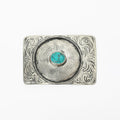 American Darling Western Engraved Sunburst Belt Buckle with Turquoise Stone – Antique Silver Tone Cowboy Buckle