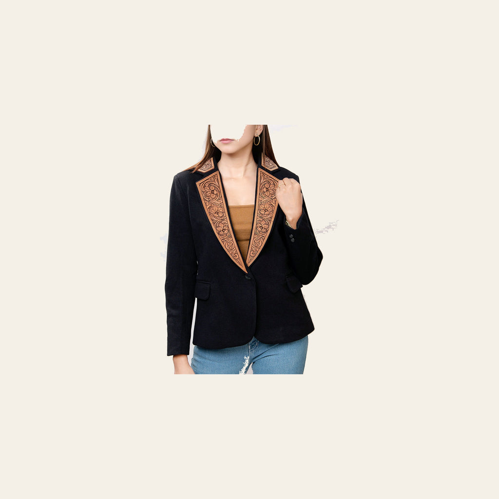 American Darling Genuine leather Hand tooled carved Women Blazer dress jacket ladies Girl | Vintage