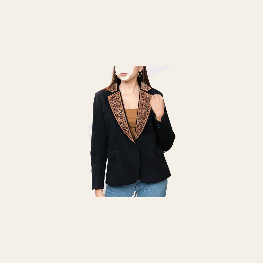 American Darling Genuine leather Hand tooled carved Women Blazer dress jacket ladies Girl | Vintage