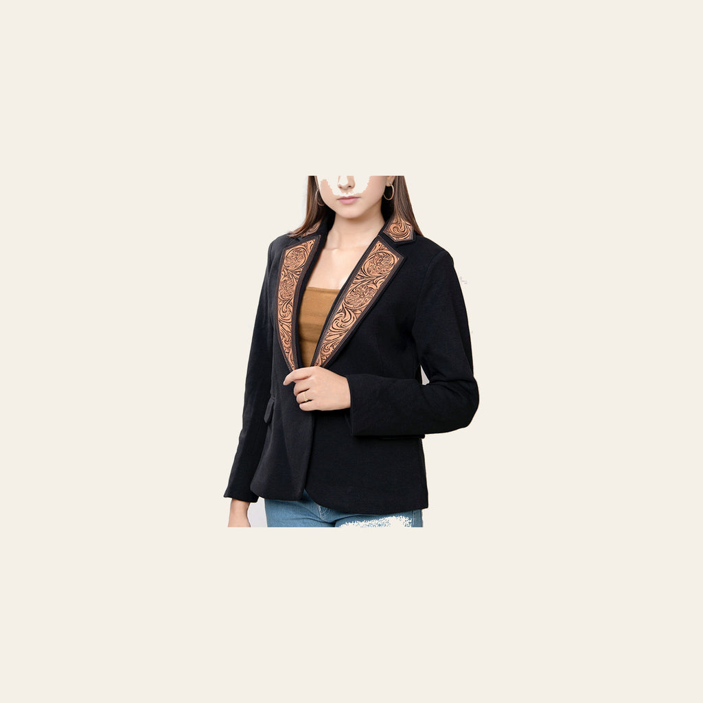 American Darling Genuine leather Hand tooled carved Women Blazer dress jacket | Vintage