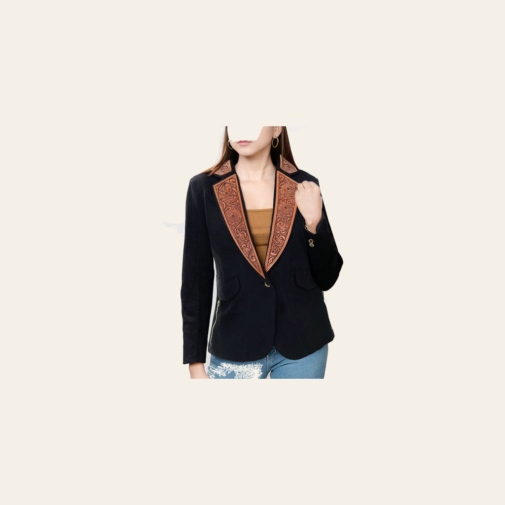 American Darling Genuine leather Hand tooled carved Women Blazer dress jacket | Vintage