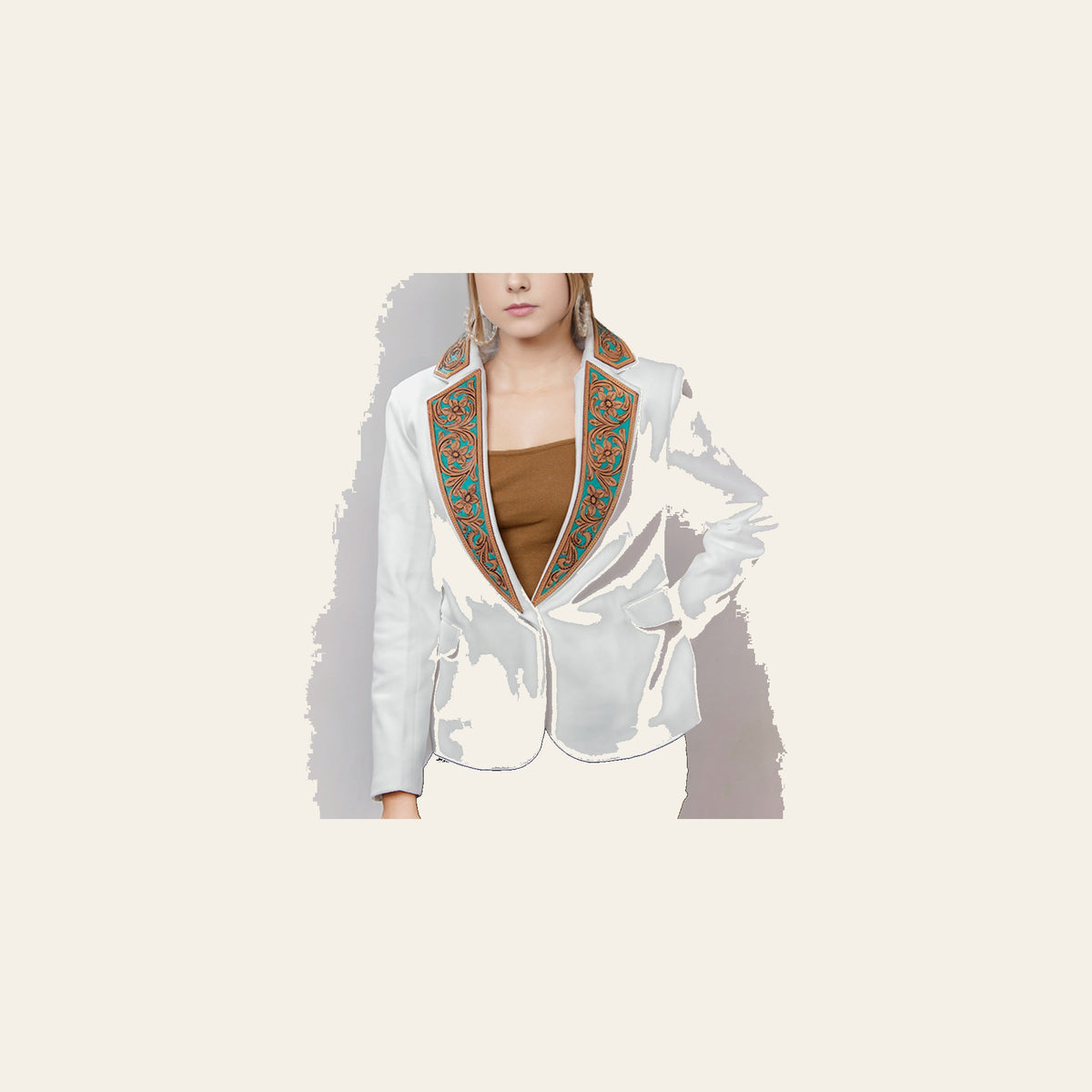 American Darling Genuine leather Hand tooled carved Women Blazer dress jacket | Vintage