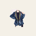 American Darling Genuine leather Hand tooled carved Women 100% cotton Denim Blazer dress jacket | Vintage