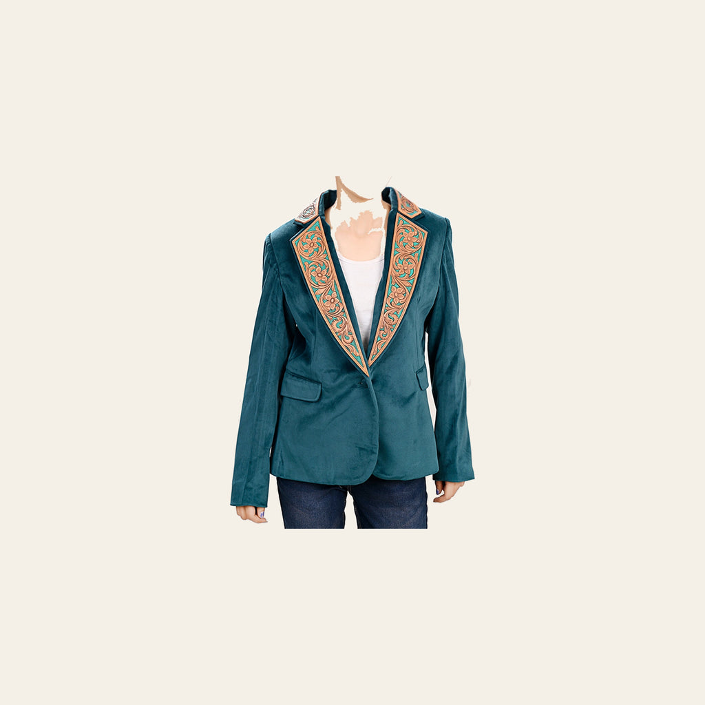 American Darling Genuine leather Hand tooled carved Women Blazer dress jacket | Vintage
