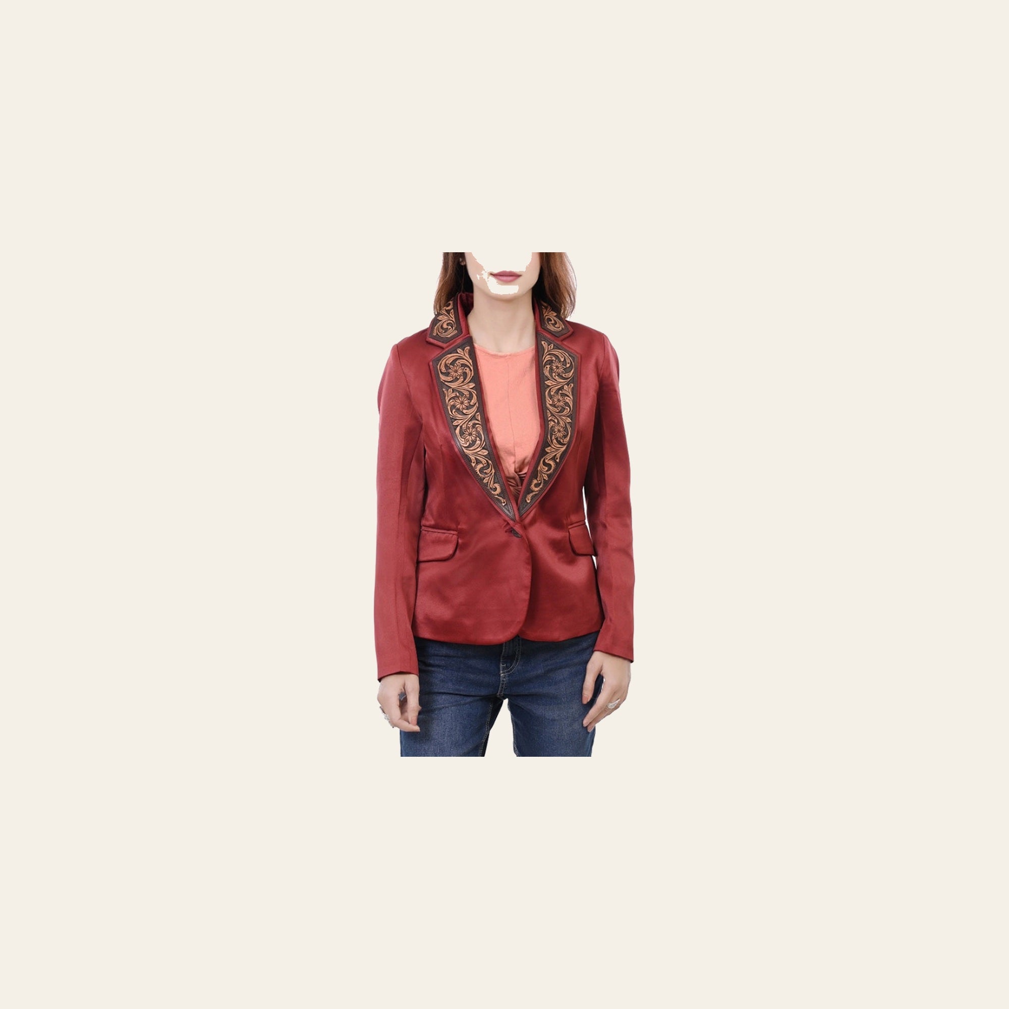 American Darling Genuine leather Hand tooled carved Women Blazer dress jacket | Vintage