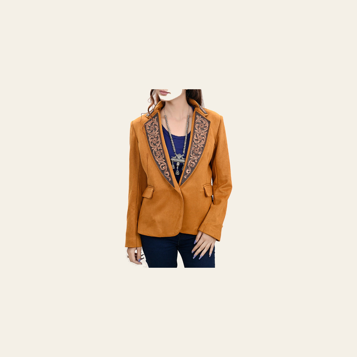 American Darling Genuine leather Hand tooled carved Women Blazer dress jacket | Vintage