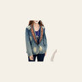 American Darling Genuine leather Hand tooled carved Women 100% cotton Denim Blazer dress jacket ladies |Vintage