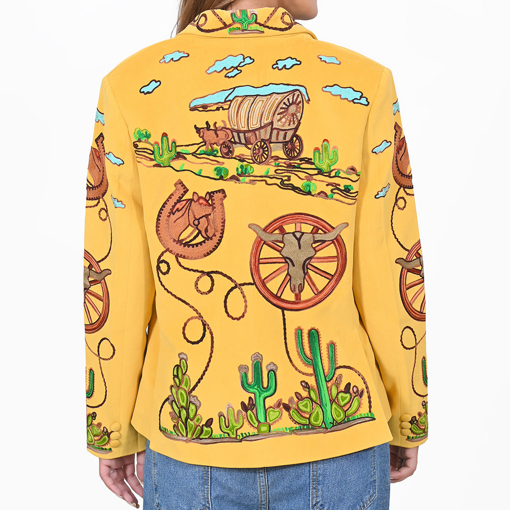 American Darling Women's Western Embroidered Blazer Yellow Jacket