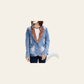 American Darling Genuine leather Hand tooled carved Women 100% cotton Denim Blazer dress Shirt ladies | Vintage Jacket
