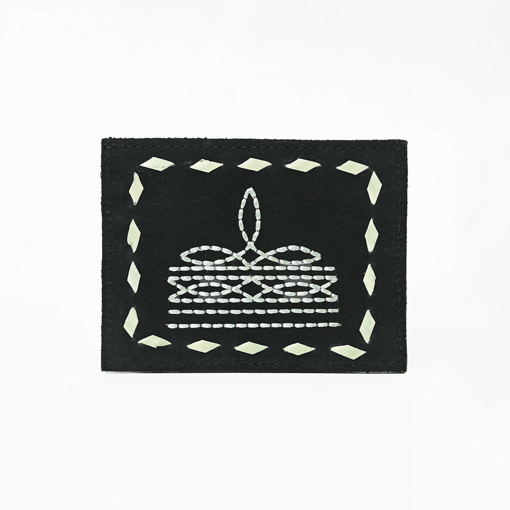 American Darling Handcrafted Genuine Leather Card Holder Wallet with Traditional Stitch Design