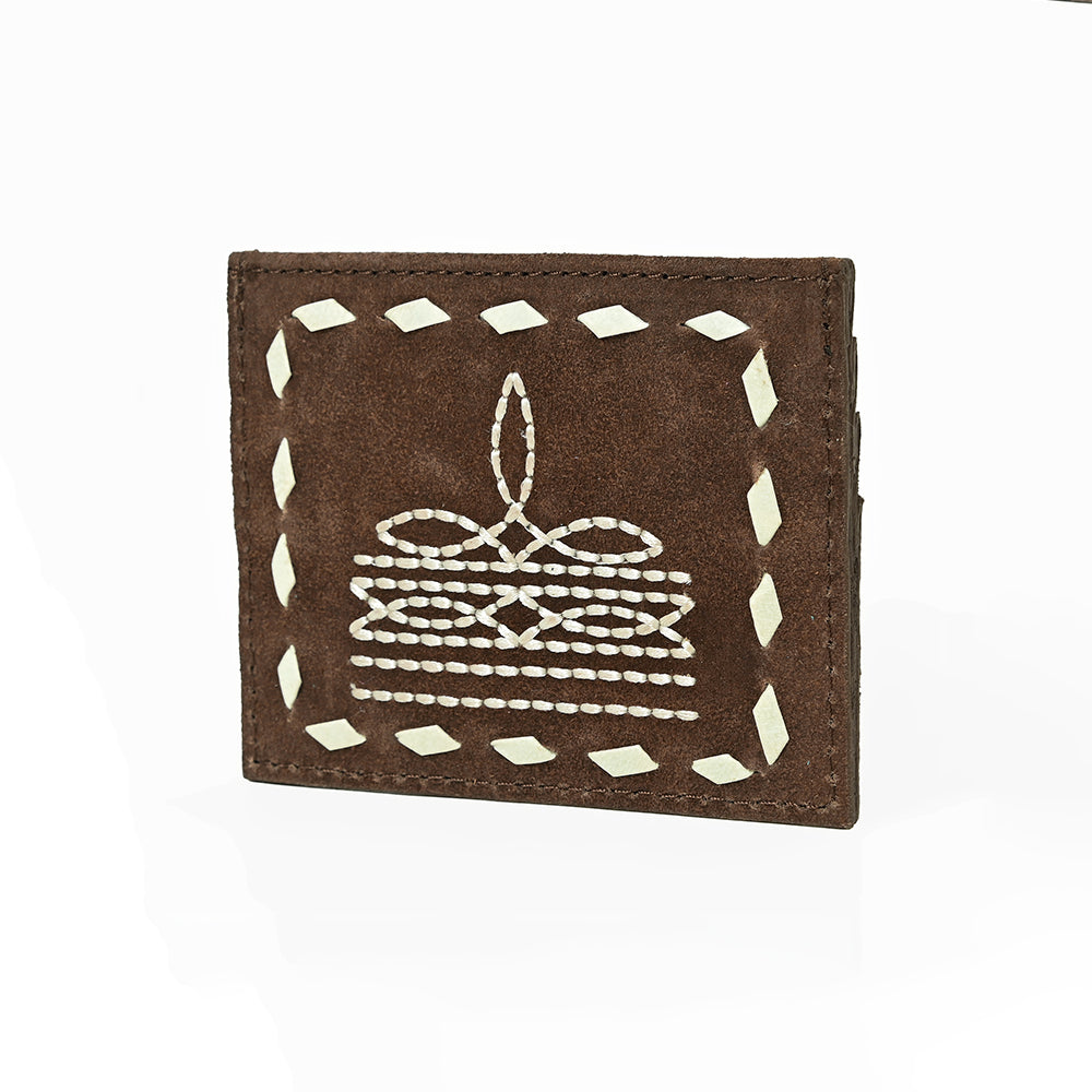 American Darling Handcrafted Genuine Leather Card Holder Wallet with Traditional Stitch Design