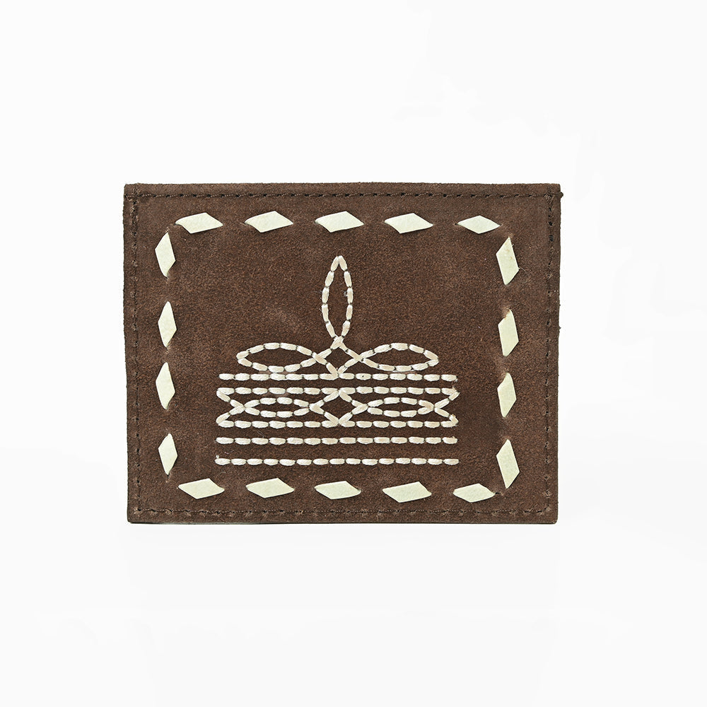 American Darling Handcrafted Genuine Leather Card Holder Wallet with Traditional Stitch Design
