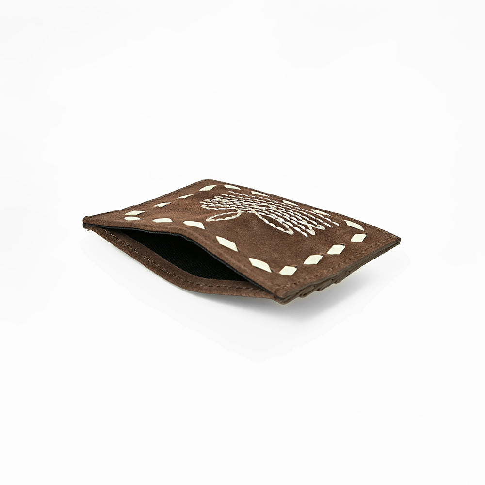 American Darling Handcrafted Genuine Leather Card Holder Wallet with Traditional Stitch Design