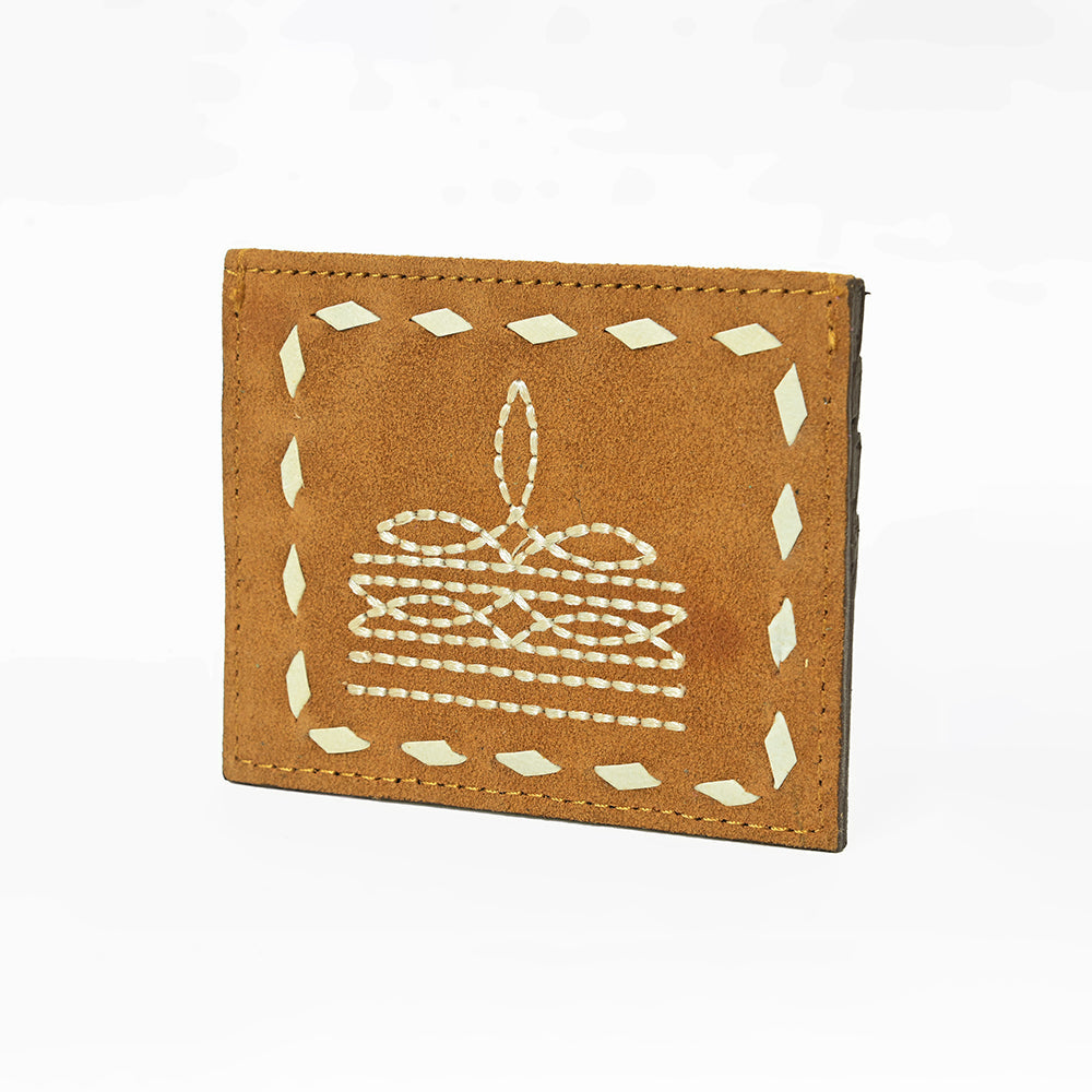 American Darling Handcrafted Genuine Leather Card Holder Wallet with Traditional Stitch Design