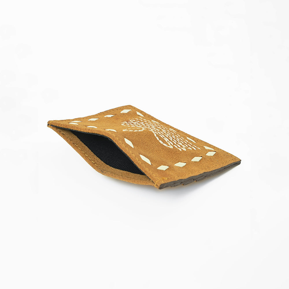American Darling Handcrafted Genuine Leather Card Holder Wallet with Traditional Stitch Design