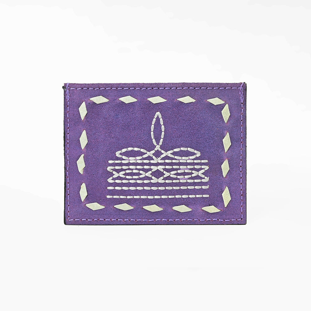 American Darling Handcrafted Genuine Leather Card Holder Wallet with Traditional Stitch Design