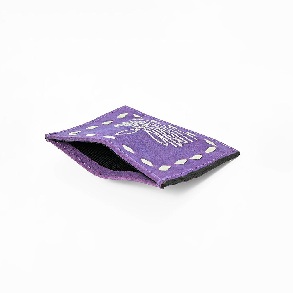 American Darling Handcrafted Genuine Leather Card Holder Wallet with Traditional Stitch Design