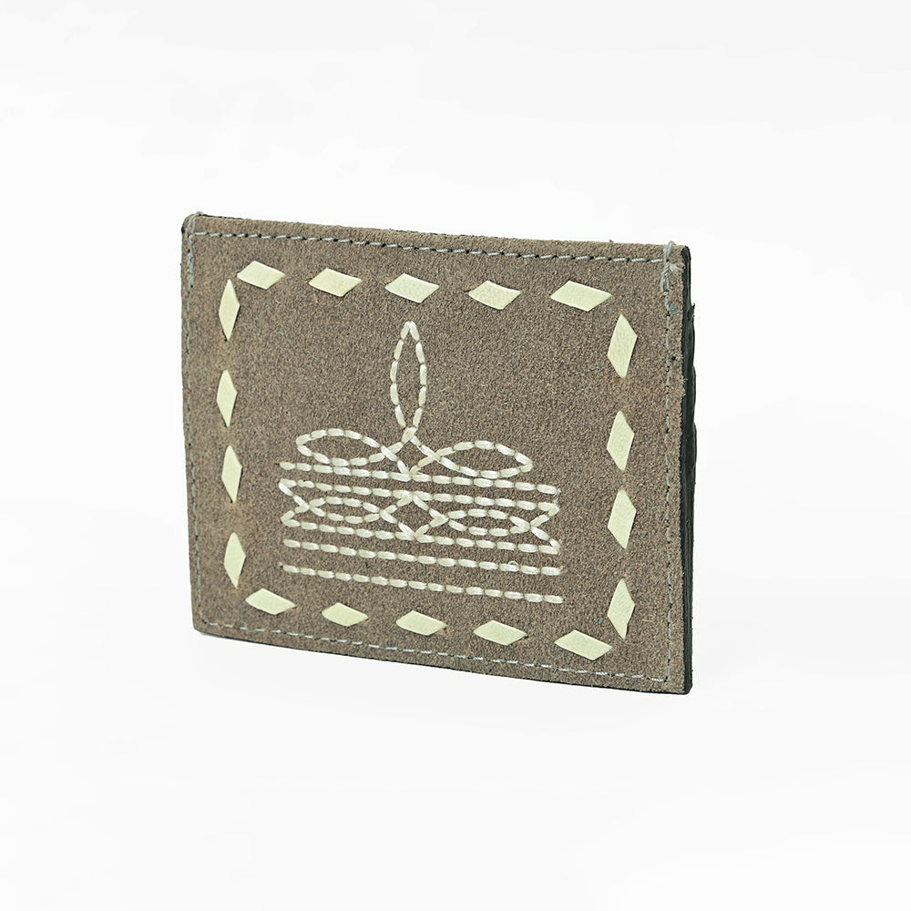 American Darling Handcrafted Genuine Leather Card Holder Wallet with Traditional Stitch Design