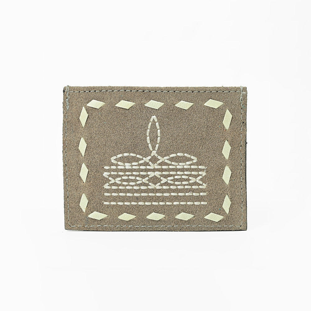 American Darling Handcrafted Genuine Leather Card Holder Wallet with Traditional Stitch Design