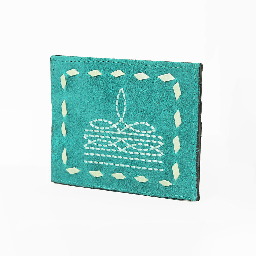 American Darling Handcrafted Genuine Leather Card Holder Wallet with Traditional Stitch Design